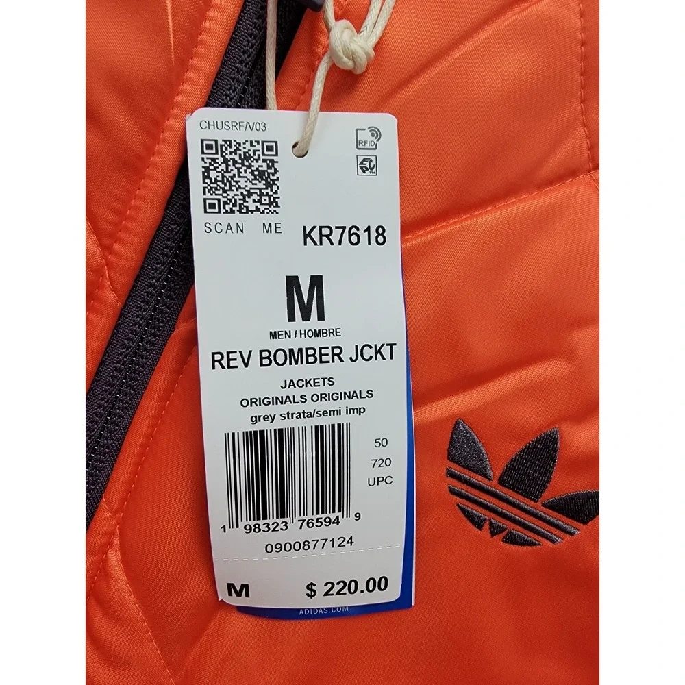 Adidas Originals Reversible Superstar Bomber Jacket Gray Orange Mens M KR7618